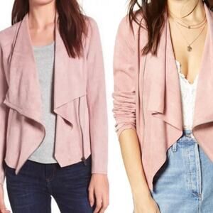 Blank NYC Jacket Asymmetric Zipper Front Draped Cowl Neck Stretchy Pink Womens S